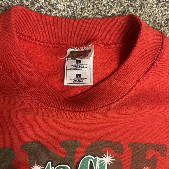 VTG 90s Santa Express Christmas Sweatshirt Men L BNSF Train 1997 Red Crewneck - Picture 3 of 7